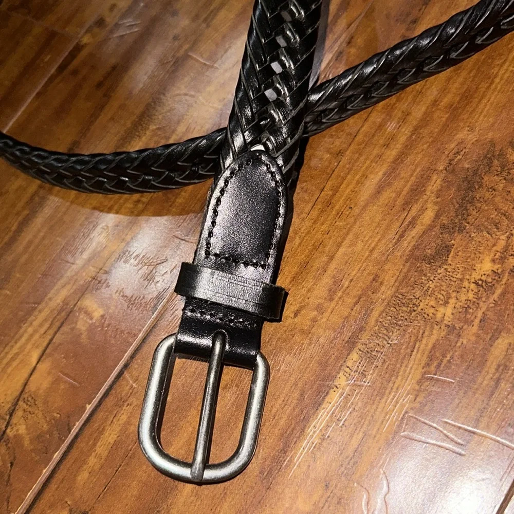 Boys‎ black genuine leather braided belt